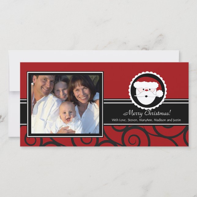 Happy Holidays Unique Santa Photo Holiday Card (Front)