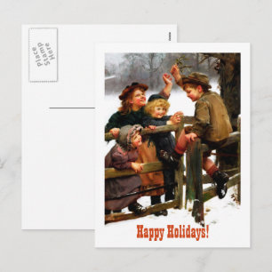 Happy Holidays. Vintage Art Holiday Postcard