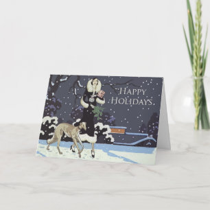 Happy Holidays Vintage Borzoi Card