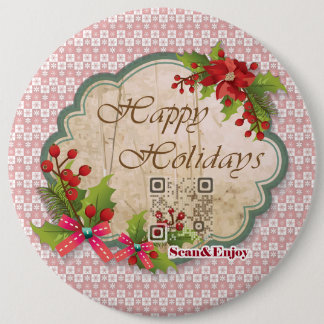 Happy Holidays Vintage button with funny videos