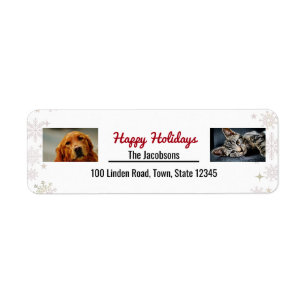 Happy Holidays Vintage Dog Cat Pet Photos Snow