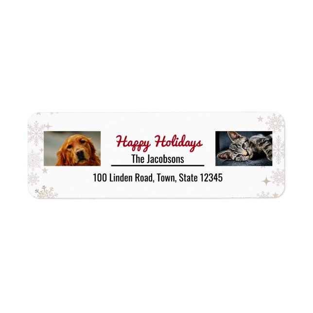 Happy Holidays Vintage Dog Cat Pet Photos Snow (Front)