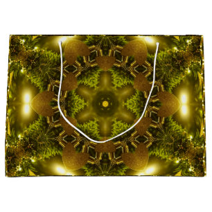 Happy Holidays Vintage Golden Star Elegant Colours Large Gift Bag
