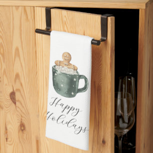 Happy Holidays Vintage Hot Chocolate Tea Towel