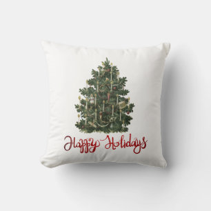 Happy Holidays,Vintage Pine Tree Cushion