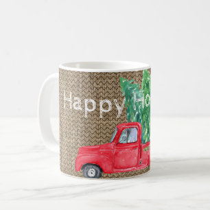 Happy Holidays Vintage Red Truck Coffee Mug