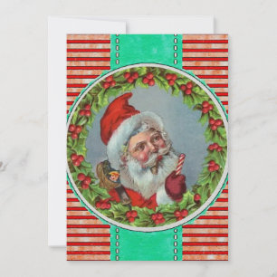 HAPPY HOLIDAYS   Vintage Santa Claus Candy Cane