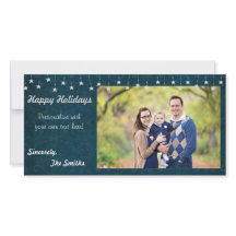 Happy Holidays Vintage Star Lights Blue 8x4