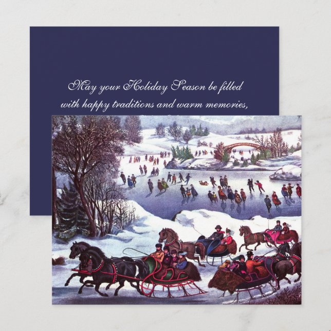 Happy Holidays. Vintage Winter Scene Card (Front/Back)