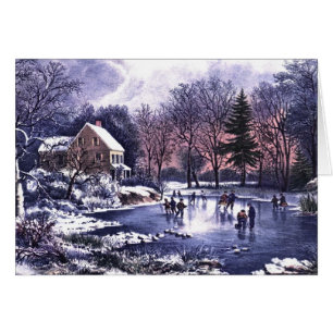 Happy Holidays. Vintage Winter Scene Card