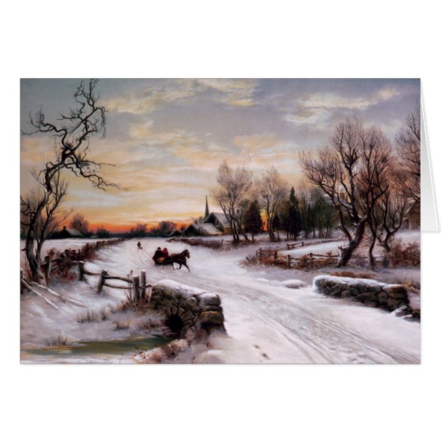 Happy Holidays. Vintage Winter Scene Card (Front Horizontal)