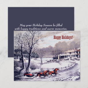 Happy Holidays. Vintage Winter Scene Card