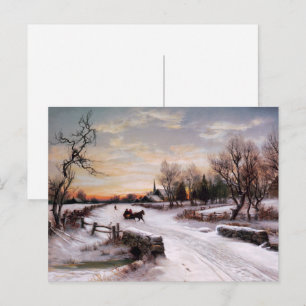 Happy Holidays. Vintage Winter Scene Holiday Postcard