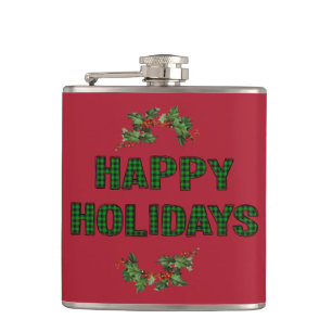 Happy Holidays Vinyl Wrapped Flask