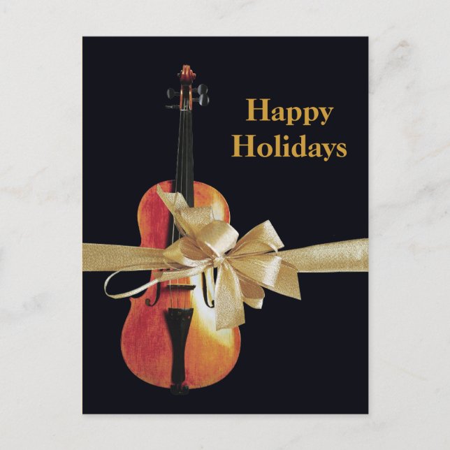 Happy Holidays Violin Holiday Postcard (Front)