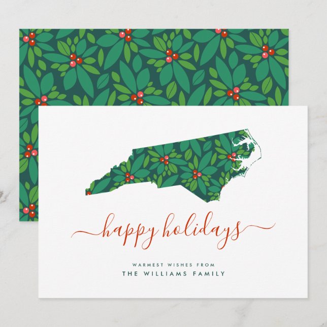 HAPPY HOLIDAYS Warm Wishes From North Carolina (Front/Back)