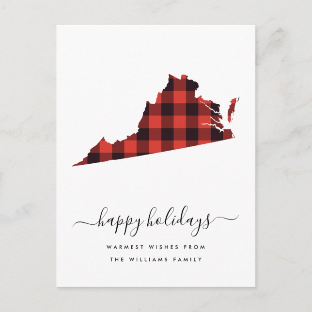 Happy Holidays | Warm Wishes Virginia Postcard (Front)