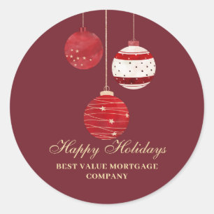 Happy Holidays Watercolor Business  Classic Round Sticker