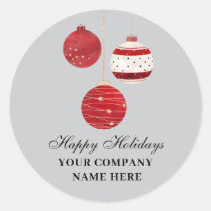 Happy Holidays Watercolor Business Classic Round Sticker