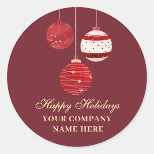 Happy Holidays Watercolor Business  Classic Round Sticker
