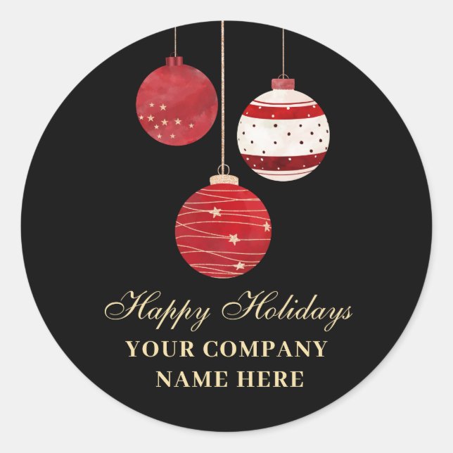 Happy Holidays Watercolor Business  Classic Round Sticker (Front)