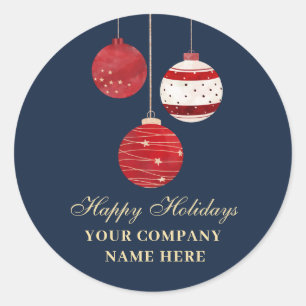 Happy Holidays Watercolor Business  Classic Round Sticker