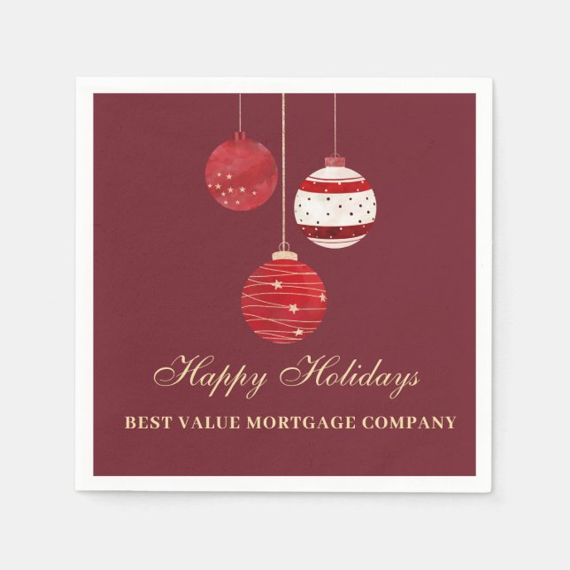 Happy Holidays Watercolor Business  Napkin (Front)