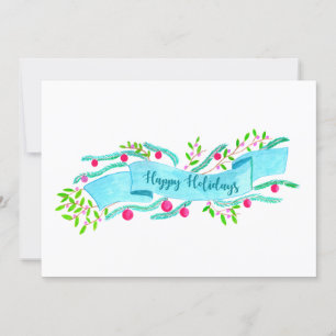 Happy Holidays, watercolor Christmas banner Invitation