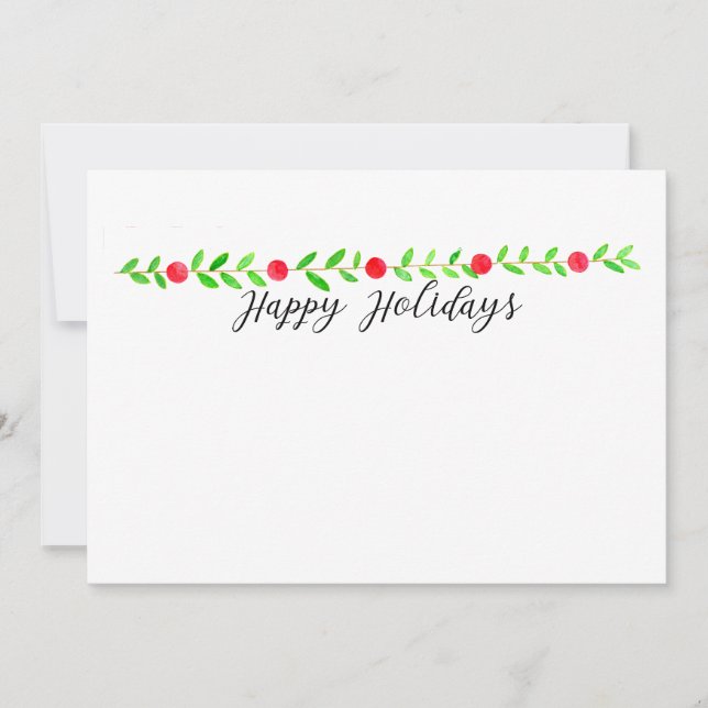 Happy Holidays, watercolor Christmas banner Invitation (Front)