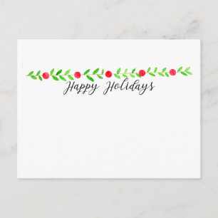 Happy Holidays, watercolor Christmas banner Postcard