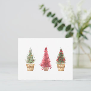 Happy Holidays Watercolor Christmas Trees Pretty Postcard