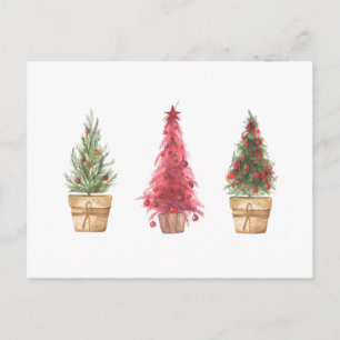Happy Holidays Watercolor Christmas Trees Pretty Postcard