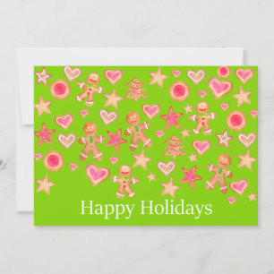Happy Holidays watercolor gingerbread cookies Invitation