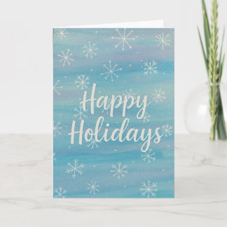 Happy Holidays Watercolor Snowflake Card