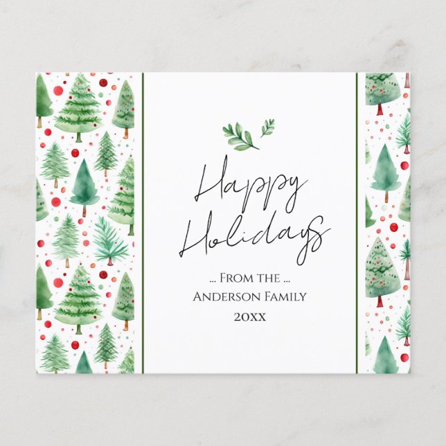 Happy Holidays Watercolor Tree (Front)