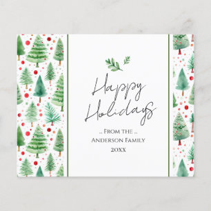 Happy Holidays Watercolor Tree