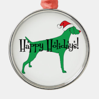 Happy Holidays Weimaraner Metal Tree Decoration
