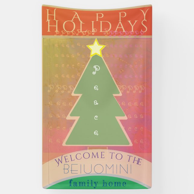 "Happy Holidays" Welcome Family Banner (Vertical)