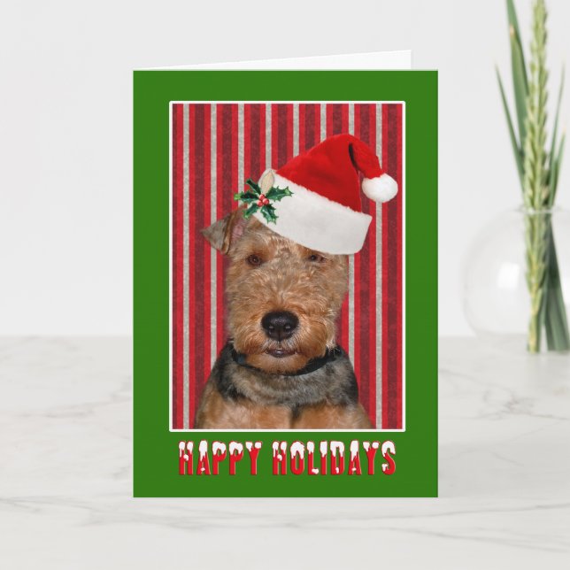 Happy Holidays Welsh Terrier Holiday Card (Front)