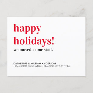 Happy Holidays We've Moved Come Visit Moving Announcement Postcard