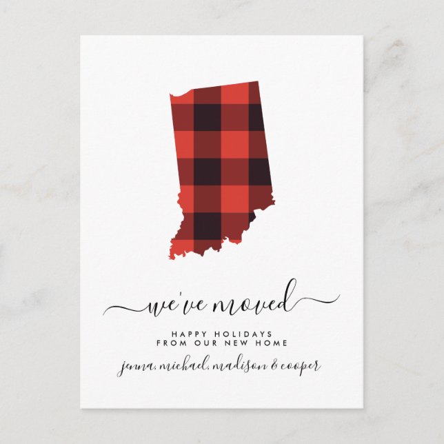 Happy Holidays | We've Moved | Indiana Postcard (Front)