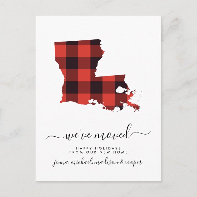Happy Holidays | We've Moved | Louisiana Postcard (Front)