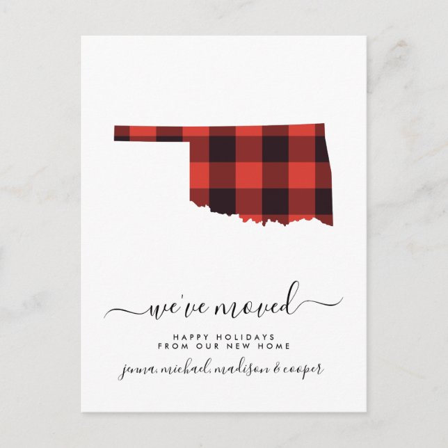 Happy Holidays | We've Moved | Oklahoma Postcard (Front)