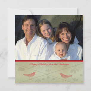 Happy Holidays Whimsical Red Bird Card