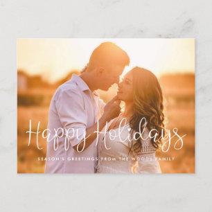 Happy Holidays Whimsical script photo Postcard