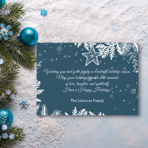 happy holidays white blue christmas pines stylish holiday card