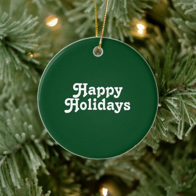 "Happy Holidays" white dark green Ceramic Tree Decoration (Tree)