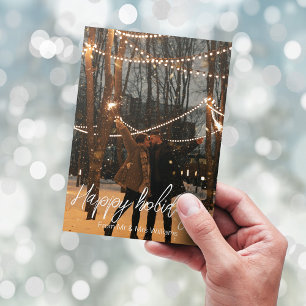 happy holidays white handwriting mr&mrs photo  postcard