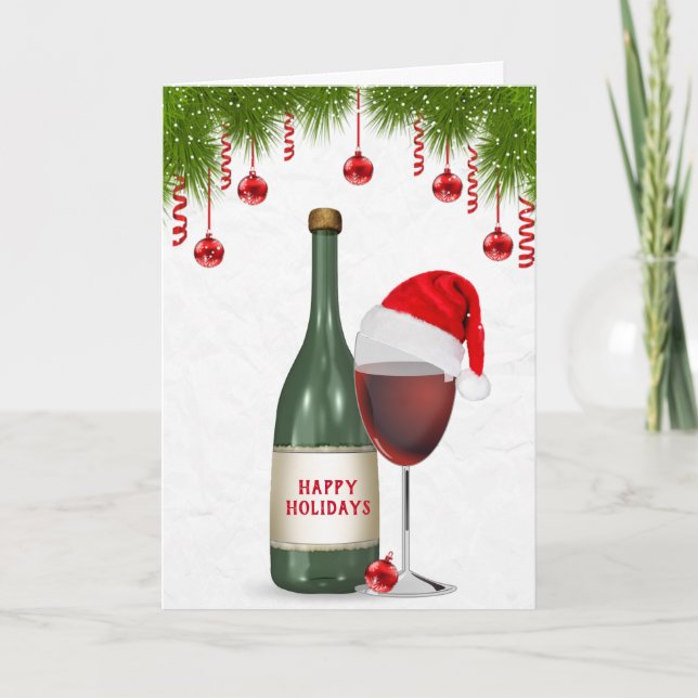 Happy Holidays Wine Holiday Card (Front)