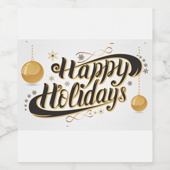 Happy Holidays Wine Label (Happy Holidays on white background wine labels.)